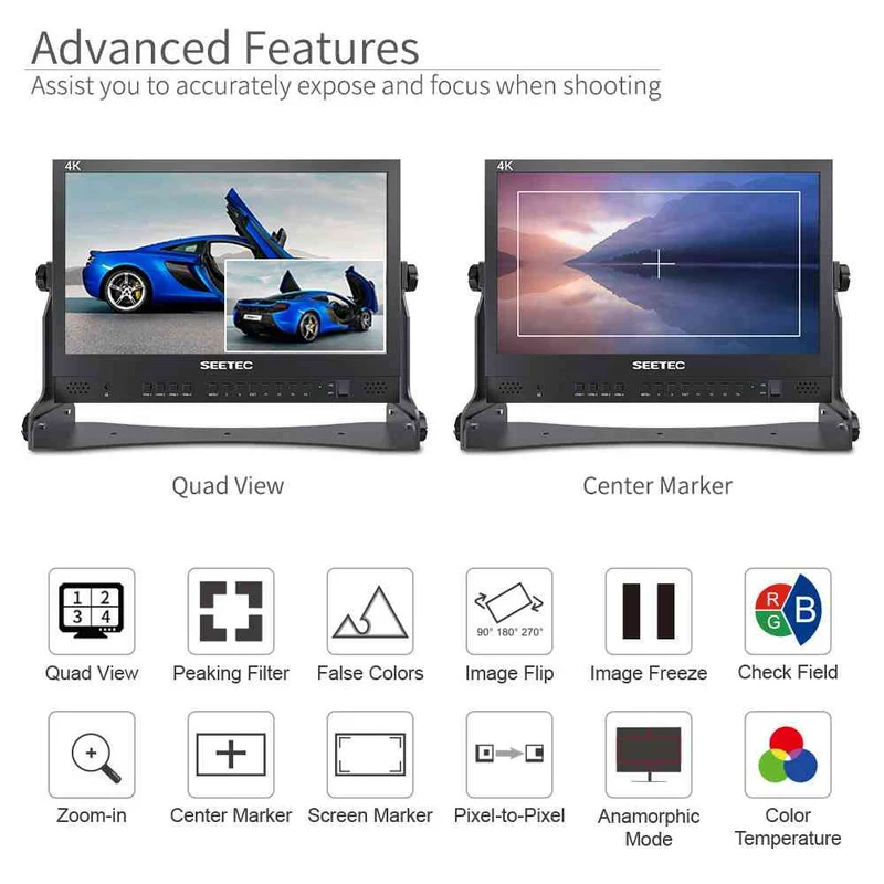 SEETEC ATEM156 15.6-Zoll-Live-Streaming-Broadcast-Monitor mit 4 HDMI-Eingängen
