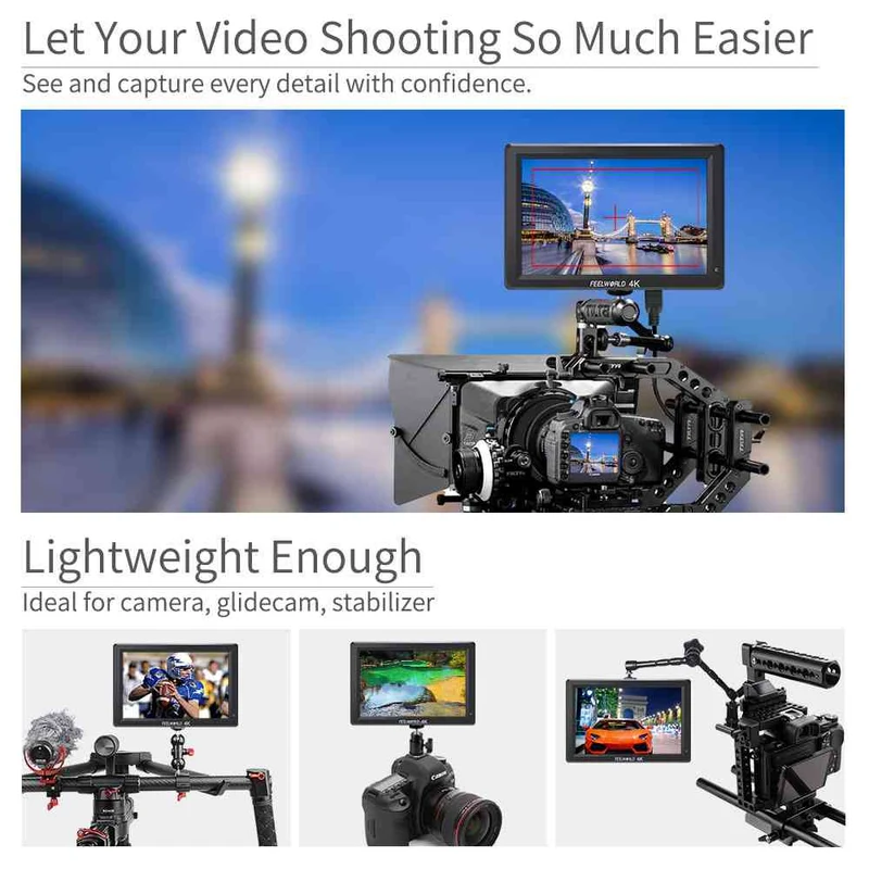 FEELWORLD T756-ABA 7-Zoll-Full-HD-DSLR-Kameramonitor 1920 x 1200 mit automatischer Helligkeitsanpassung