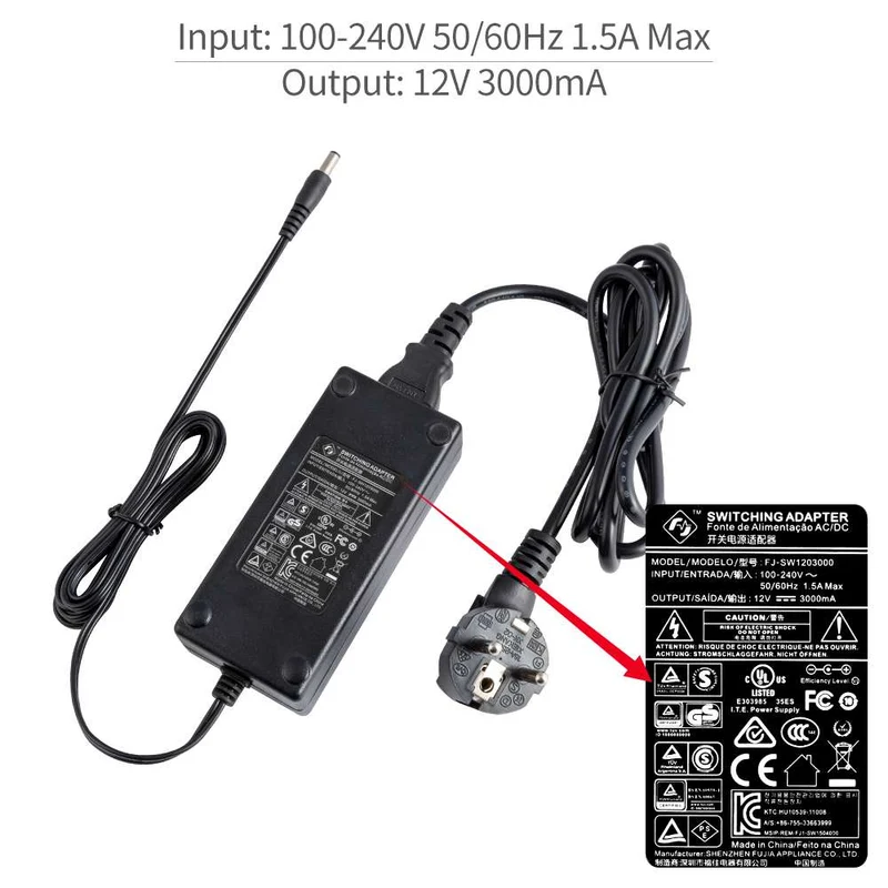 Feelworld DC 12V 3A-Netzteil für Feelworld FW279 FW279S Nur für europäische Norm