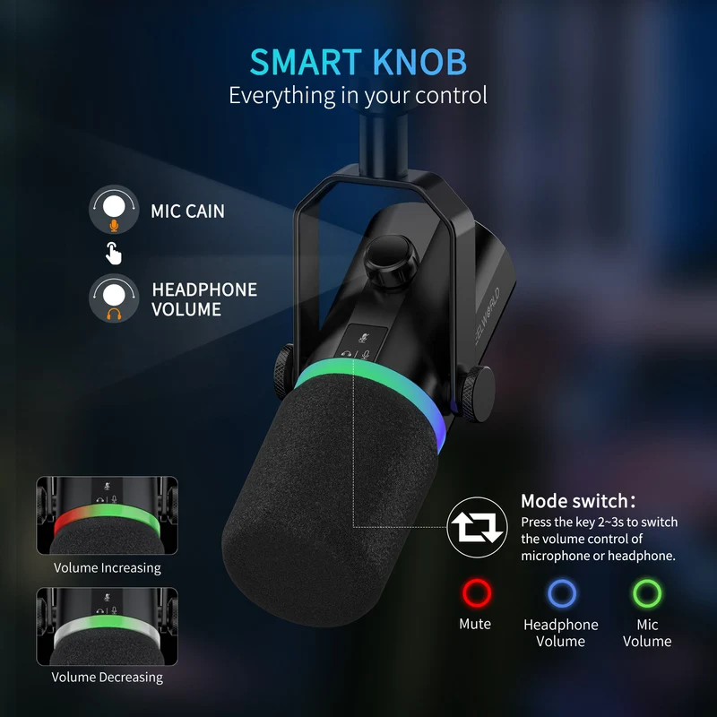 FEELWORLD PM1 XLR USB Dynamisches Mikrofon für Podcasting, Aufnahme, Gaming, Live-Streaming