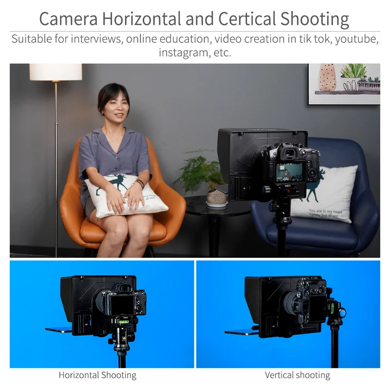 FEELWORLD TP10 Tragbarer 10" Folding Teleprompter Up 11" Phone Tablet Prompter für Telefon DSLR Shooting