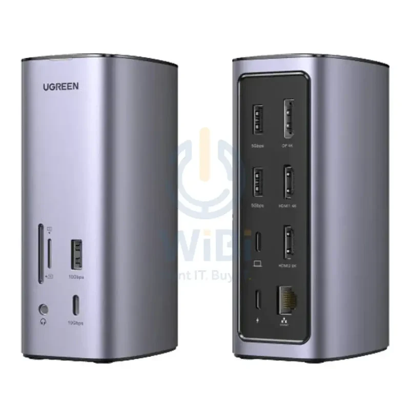 محطة إرساء USB-C لماك بوك مع 2 HDMI وDP بدقة 8K، ونقل بيانات USB-C وUSB-A بسرعة 10 جيجابت/ثانية، وشحن PD بقدرة 100 واط، وإيثرنت، وصوت، وقارئ بطاقة SD وTF لماك أو إس وويندوز (CM555 90325)