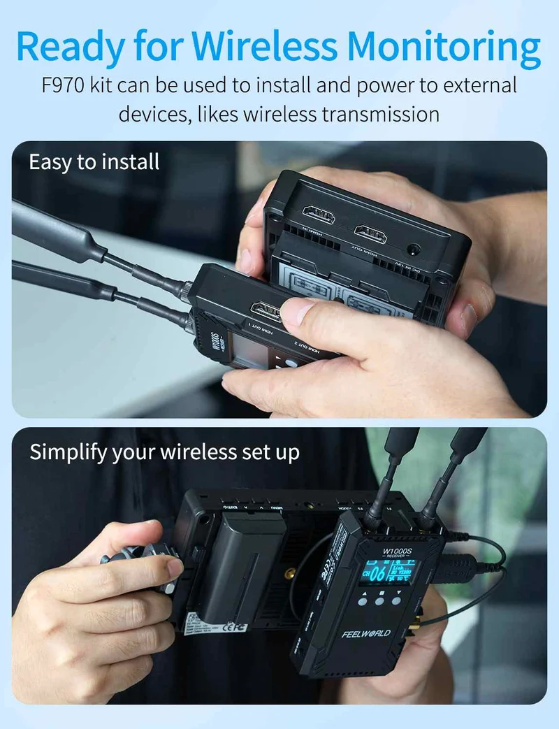 FEELWORLD F5 PROX 5.5 Zoll 1600nit High Bright Field DSLR-Kameramonitor Touchscreen F970 Kit HDMI