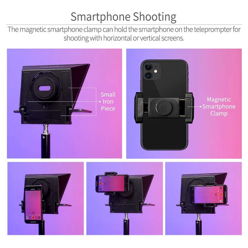 FEELWORLD TP2A Portable 8" Teleprompter unterstützt Tablet-Prompting Smartphone DSLR Shooting