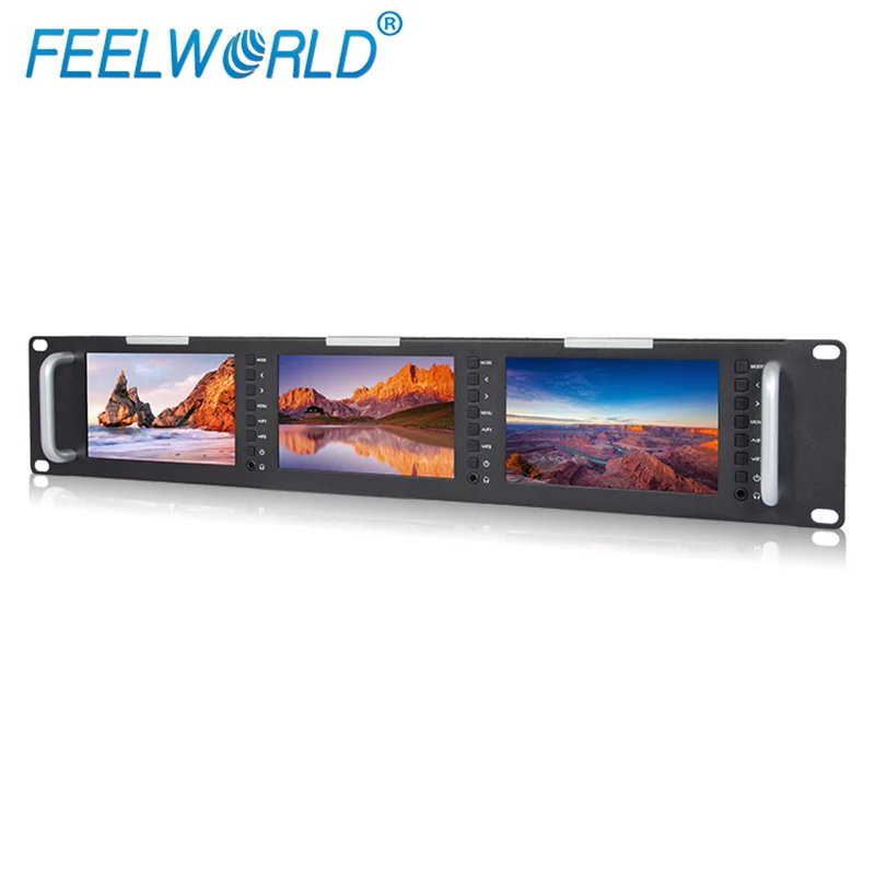 FEELWORLD T51 PLUS Triple 5.5" 2HE Rackmount-Monitor Full HD 3G-SDI, 4KHDMI, AV-Ein- und -Ausgang