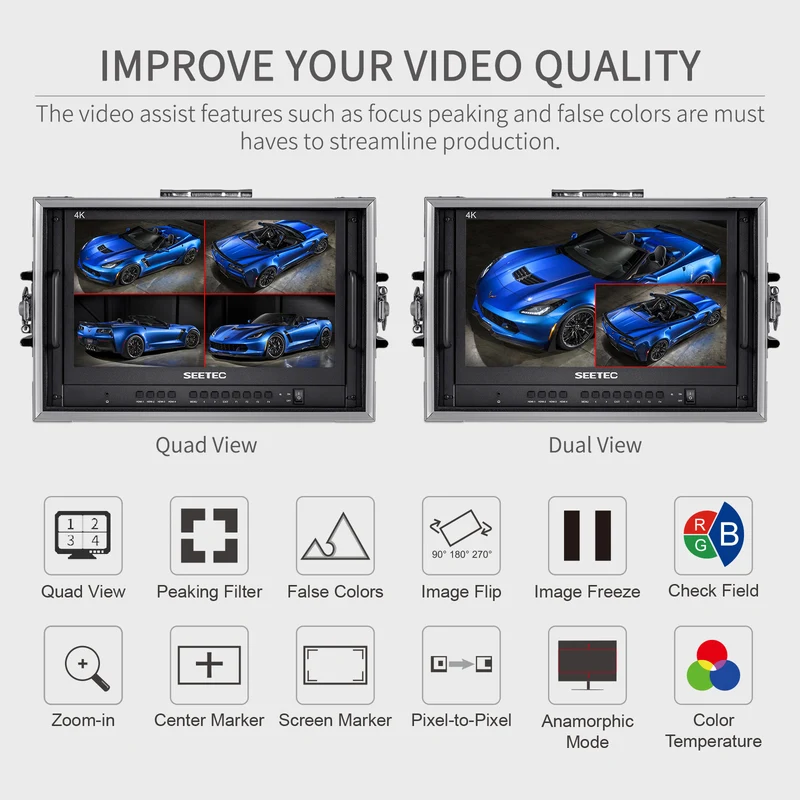 SEETEC ATEM156-CO 15.6 Zoll Live-Streaming Broadcast Director Monitor-Handgepäck mit 4 HDMI-Eingangsausgängen