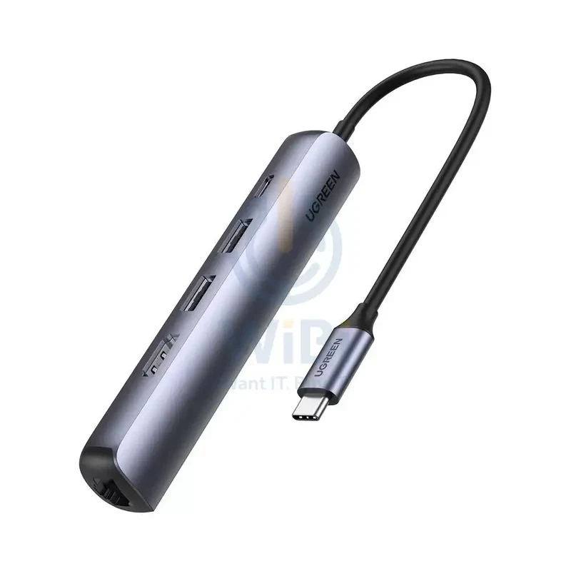محول يوجرين 10919 يو إس بي-C إلى USB3.0 + HDMI حتى 4K بتردد 60 هرتز + RJ45 + PD (موديل CM418 10919)