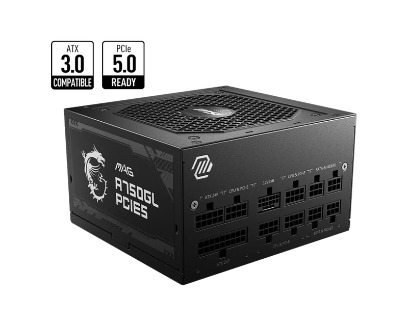 MSI Desktop PC Netzteil ATX 750Watt 80Plus Gold MAG A750GL PCIE5