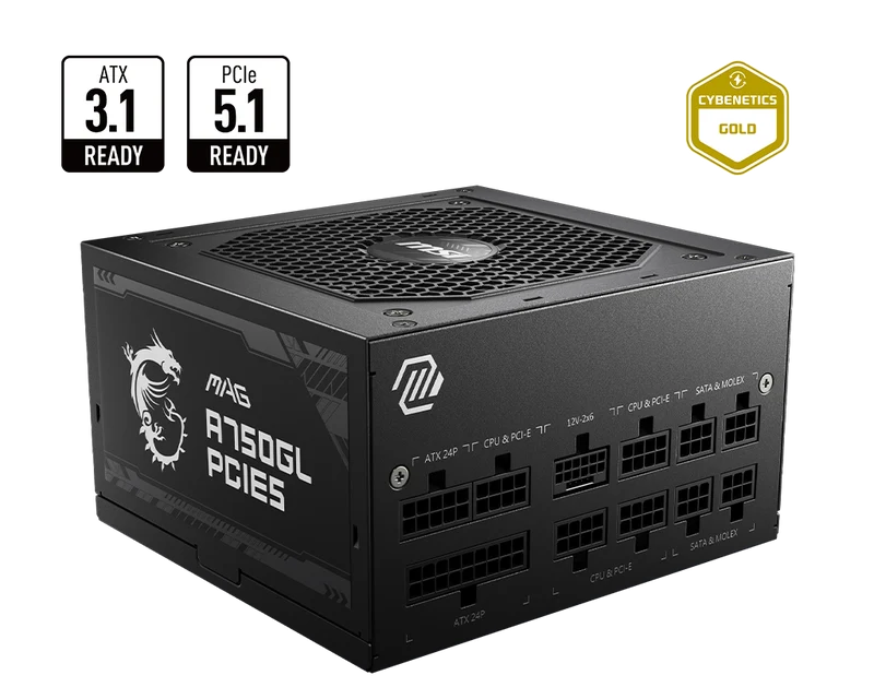 MSI CB Desktop PC Netzteil ATX 750Watt 80Plus Gold MAG A750GL PCIE5