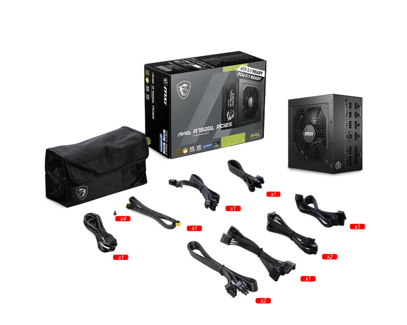 MSI CB Desktop PC Netzteil ATX 750Watt 80Plus Gold MAG A750GL PCIE5