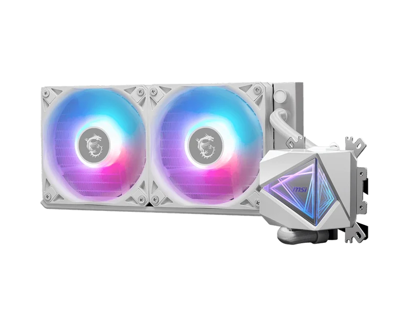 MSI CB MAG CORELIQUID I240 WHITE – 240 mm AIO-Wasserkühler mit 2×120 mm ARGB-Lüftern