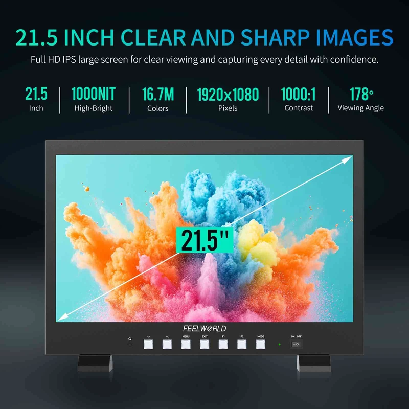 FEELWORLD FVM215 21.5-Zoll 1000nit Broadcast-Monitor Full HD IPS 4K60Hz HDMI 3G-SDI