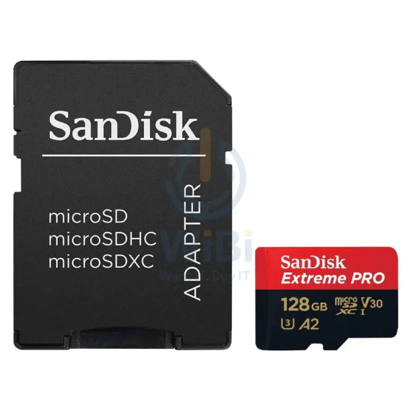 بطاقة ذاكرة سانديسك إكستريم برو microSDXC UHS-I مع محول - سعة 128 جيجابايت / سرعة تصل إلى 200 ميجابايت/ثانية