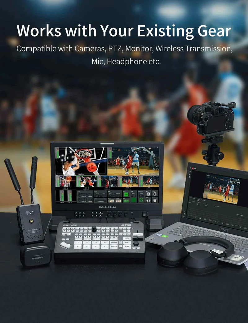 FEELWORLD L3 PRO 4 HDMI 4 SDI 1 UVC Eingang Multi-Kamera-Videomischer für Live-Streaming