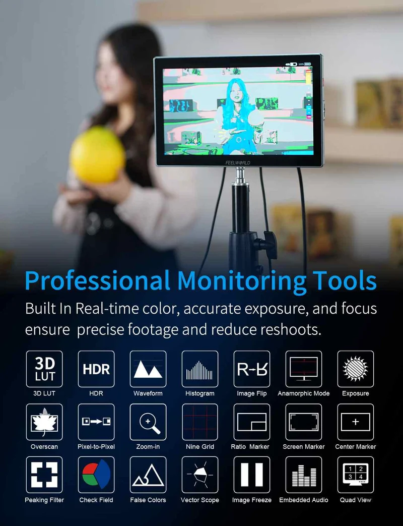 FEELWORLD M101S 10.1" 1200NIT Multi-Screen-Monitor 1920x1200 IPS 3G-SDI HDMI 2.0 LUT HDR