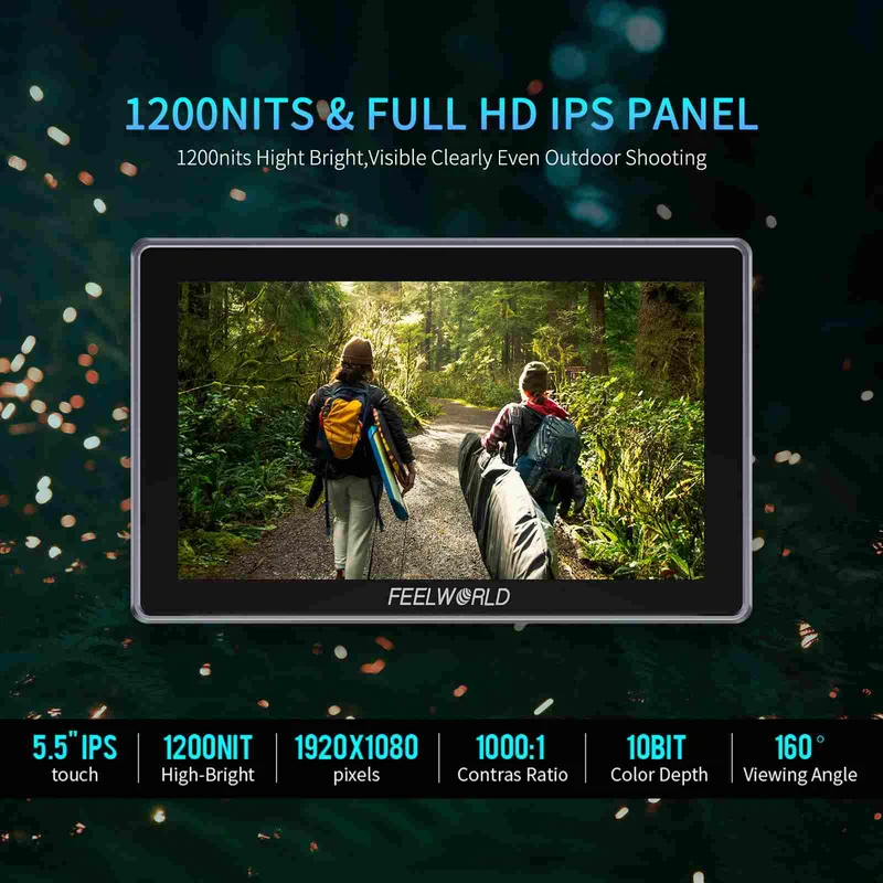 FEELWORLD H5 5.5 Zoll 1200nit 12G SDI HDMI 2.0 DSLR-Kamera-Feldmonitor-Touchscreen