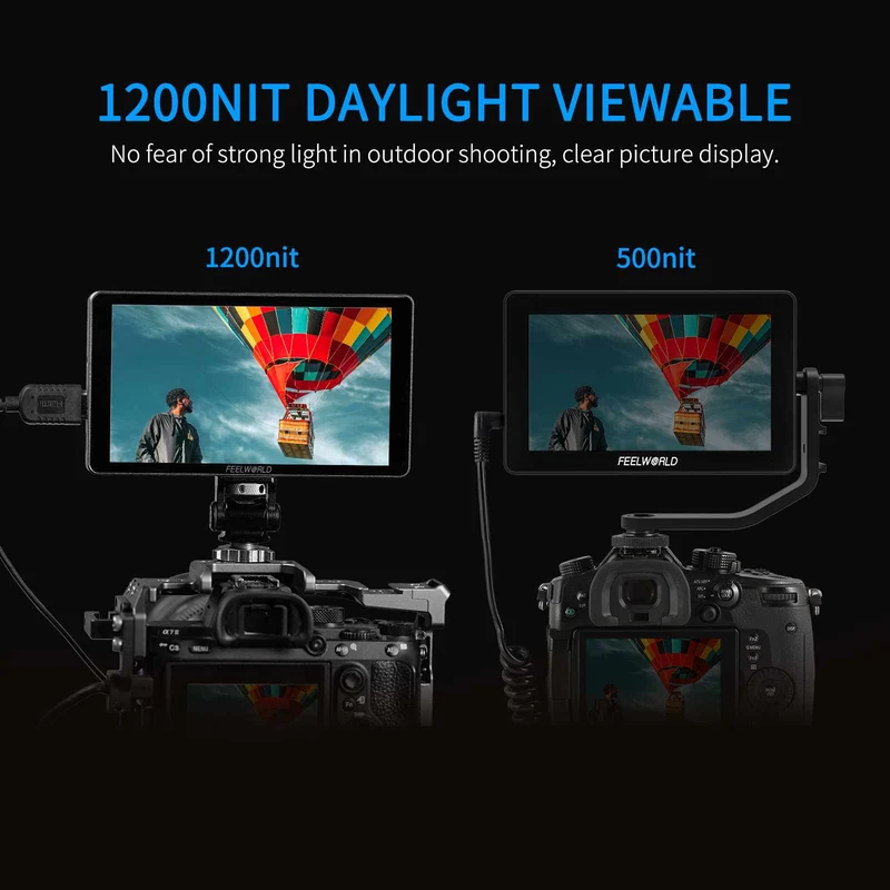 FEELWORLD P6XL 6 Zoll 1200 Nits Integrierter Akku Aluminium DSLR-Kamera-Feldmonitor Touchscreen 4K HDMI