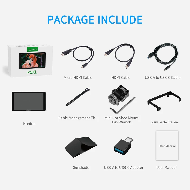 FEELWORLD P6XL 6 Zoll 1200 Nits Integrierter Akku Aluminium DSLR-Kamera-Feldmonitor Touchscreen 4K HDMI