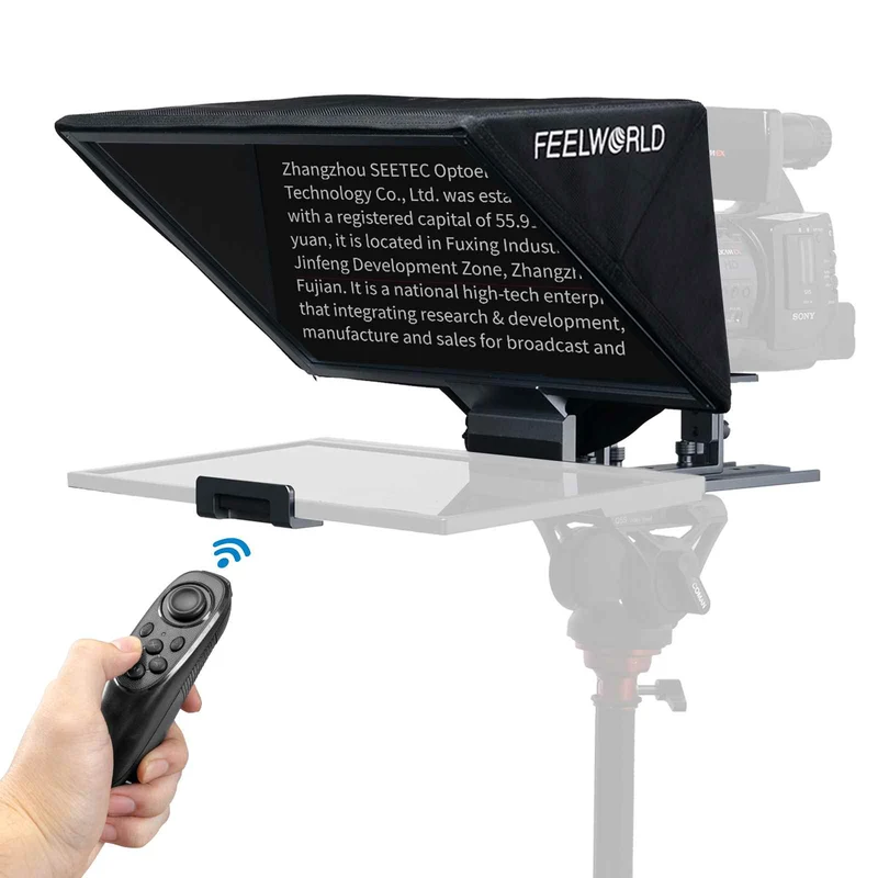 Der faltbare 16-Zoll-Teleprompter FEELWORLD TP16 unterstützt horizontale und vertikale Eingabeaufforderungen für Tablets mit bis zu 16 Zoll