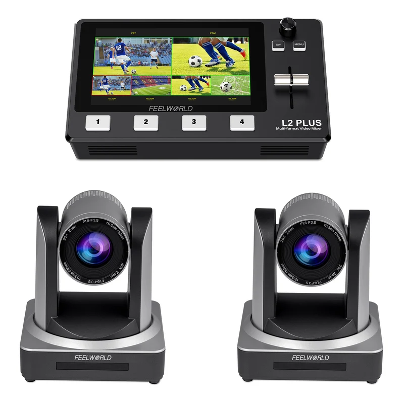 FEELWORLD L2 PLUS Video Swicther und 2 POE20X PTZ Kamera Bundle Set