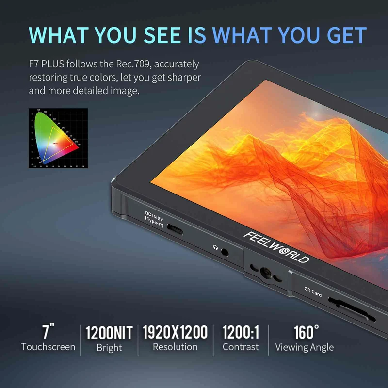 FEELWORLD F7 PLUS 7 Zoll 1200nit DSLR Kamera Feldmonitor Touchscreen 4K HDMI