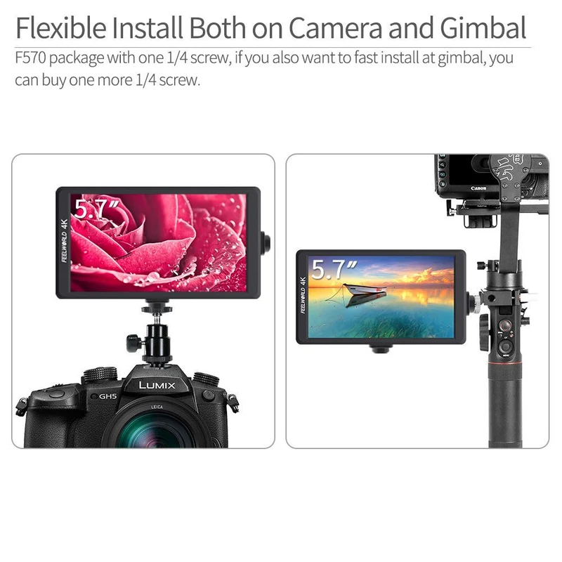 FEELWORLD 1/4 Zoll Schraubensicherungs-Befestigungspunkte zum Anbringen an Kamera-Stabilisator-Rigs für den Kamerafeldmonitor