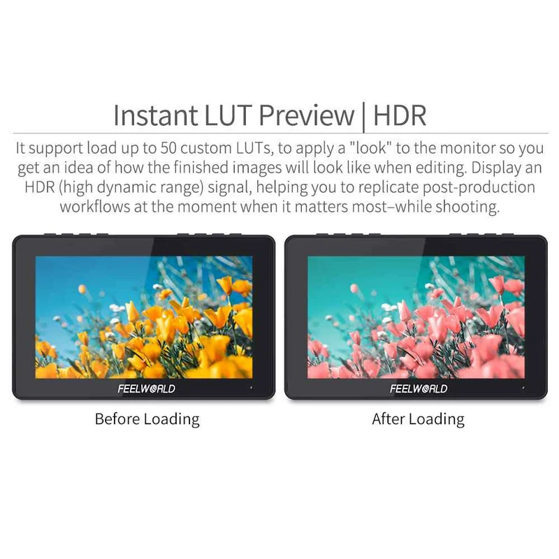FEELWORLD LUT7 PRO 7 Zoll 2200nits DSLR-Kamera Feldmonitor LUT Touch F970 Externes Kit HDMI