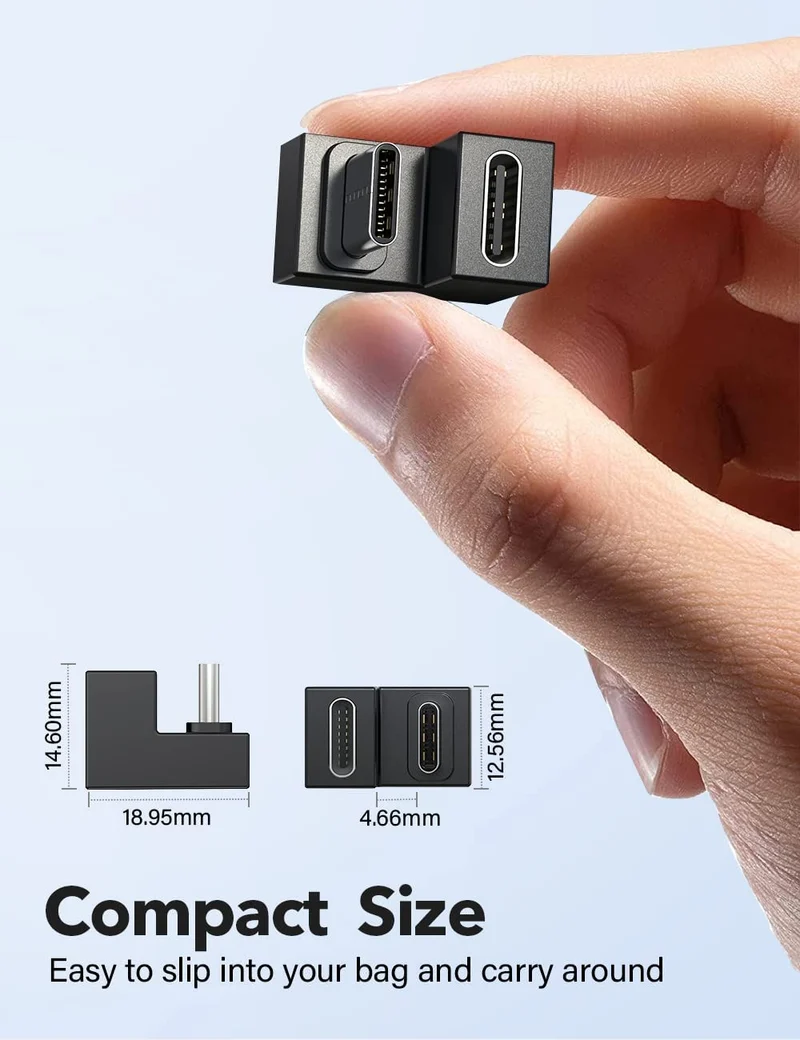 USB C Female to USB Male Adapter Port Type C U-Shape 144hz 4K 10Gbps