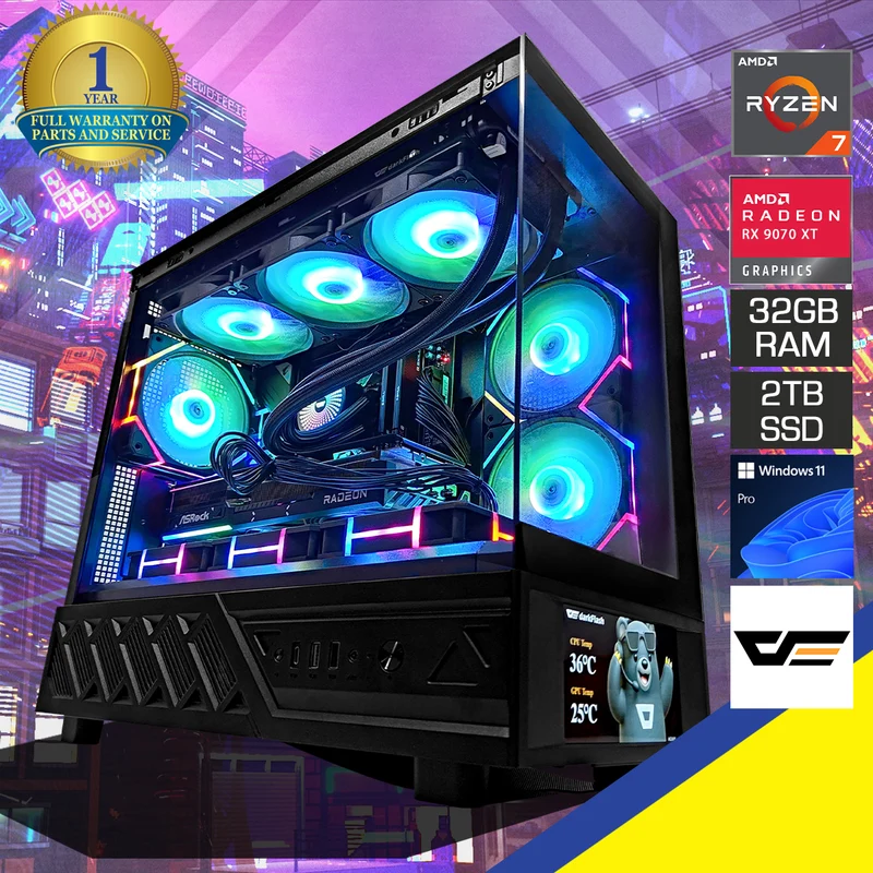 Ultra DS950MV Black Desktop Gaming PC | AMD Ryzen 7 9800X3D | 32GB (2x16GB) RAM | 2TB SSD | RX 9070 XT | Windows 11 Pro