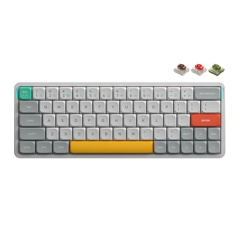 NuPhy Air60 V2 QMK/VIA Low-Profile Wireless Mechanical Keyboard - Lunar Gray (Brown 2.0 Switch, Red 2.0 Switch, Moss Switch)
