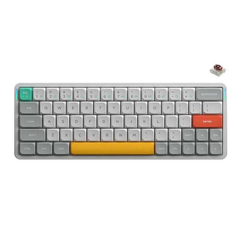 NuPhy Air60 V2 QMK/VIA Low-Profile Wireless Mechanical Keyboard - Lunar Gray (Brown 2.0 Switch, Red 2.0 Switch, Moss Switch)