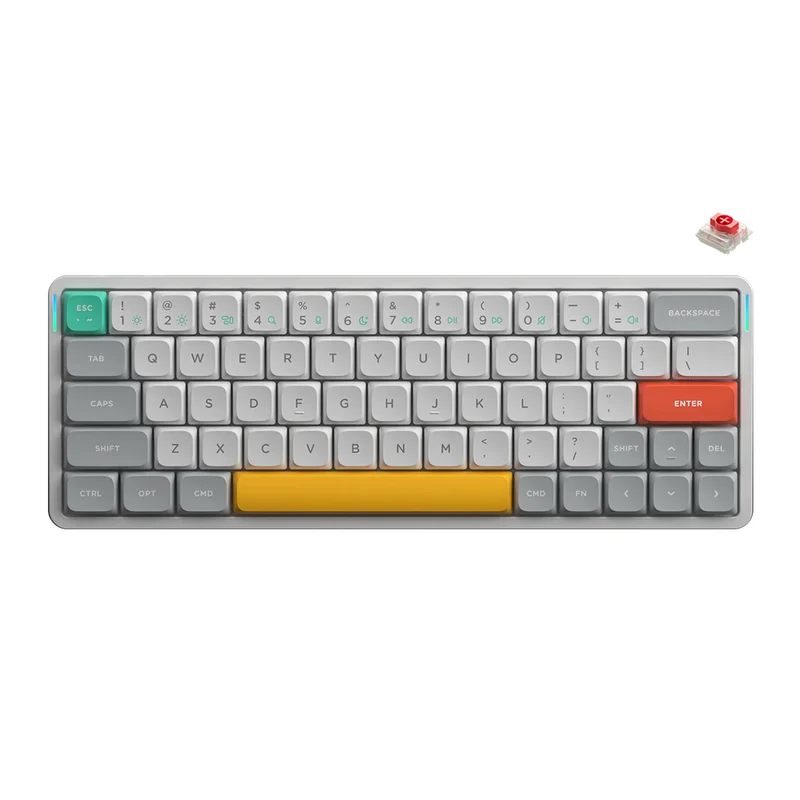NuPhy Air60 V2 QMK/VIA Low-Profile Wireless Mechanical Keyboard - Lunar Gray (Brown 2.0 Switch, Red 2.0 Switch, Moss Switch)