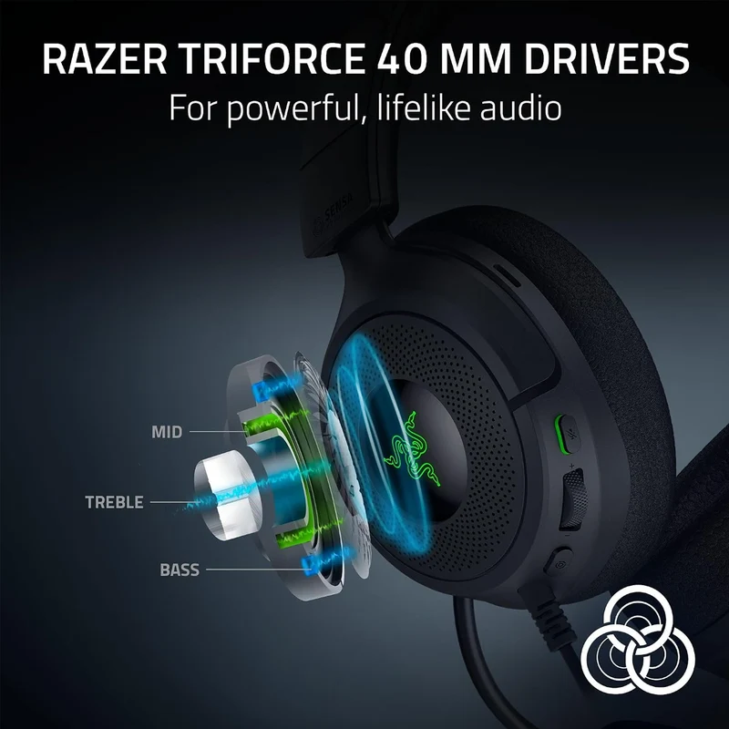 Razer Kraken V4 X Sensa HD Haptics Wired Gaming Headset (Black)