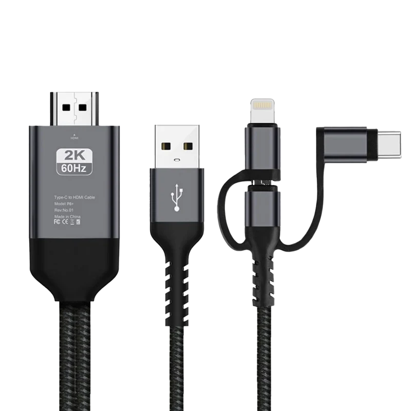 UCable - HDMI to Lightning Cable 3 in 1 Screen Mirroring Adapter Horizontal & Vertical
