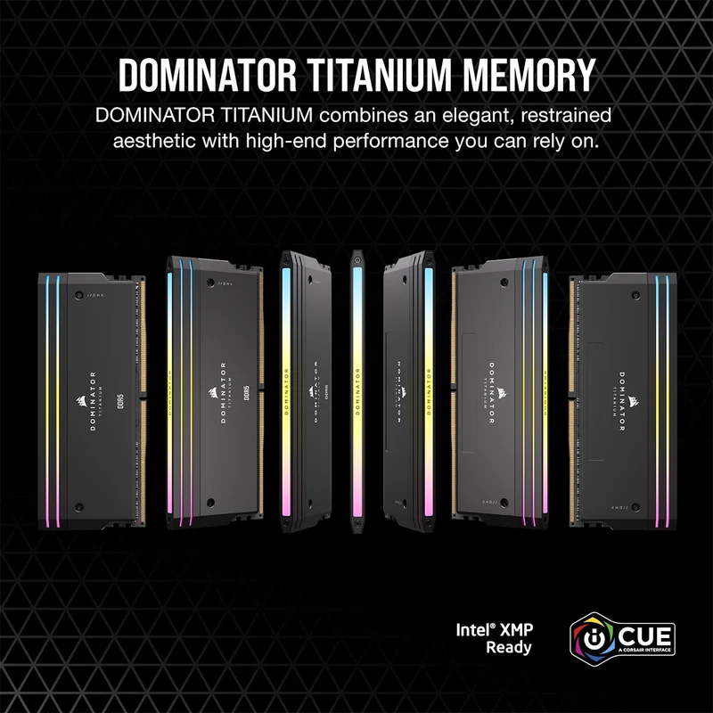 Corsair Dominator Titanium RGB 64GB(2x32GB) DDR5 DRAM Up To 6400MT/s CL32 Intel XMP Memory Kit (Black) (CMP64GX5M2B6400C32)