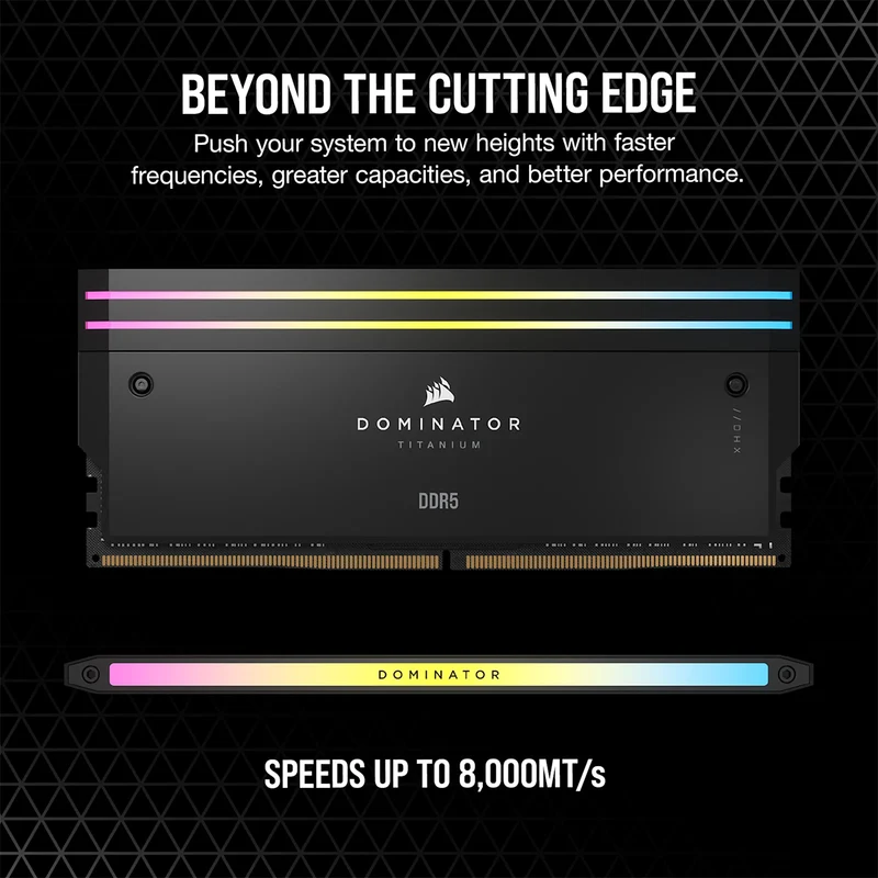 Corsair Dominator Titanium RGB 64GB(2x32GB) DDR5 DRAM Up To 6400MT/s CL32 Intel XMP Memory Kit (Black) (CMP64GX5M2B6400C32)