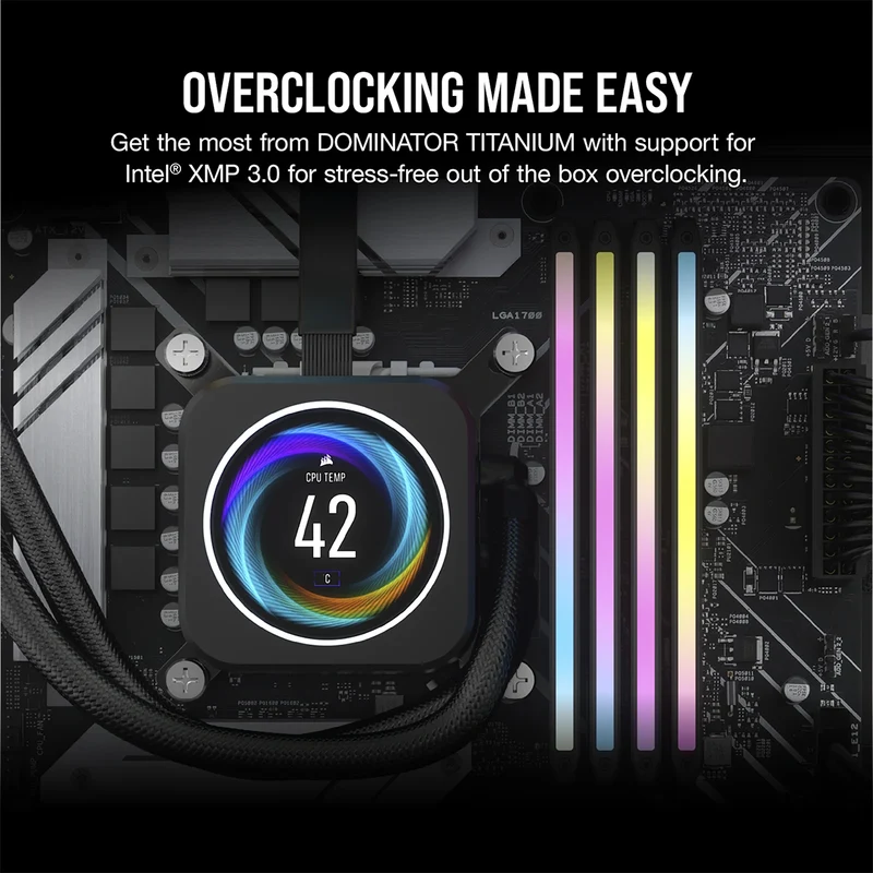 Corsair Dominator Titanium RGB 64GB(2x32GB) DDR5 DRAM Up To 6400MT/s CL32 Intel XMP Memory Kit (Black) (CMP64GX5M2B6400C32)