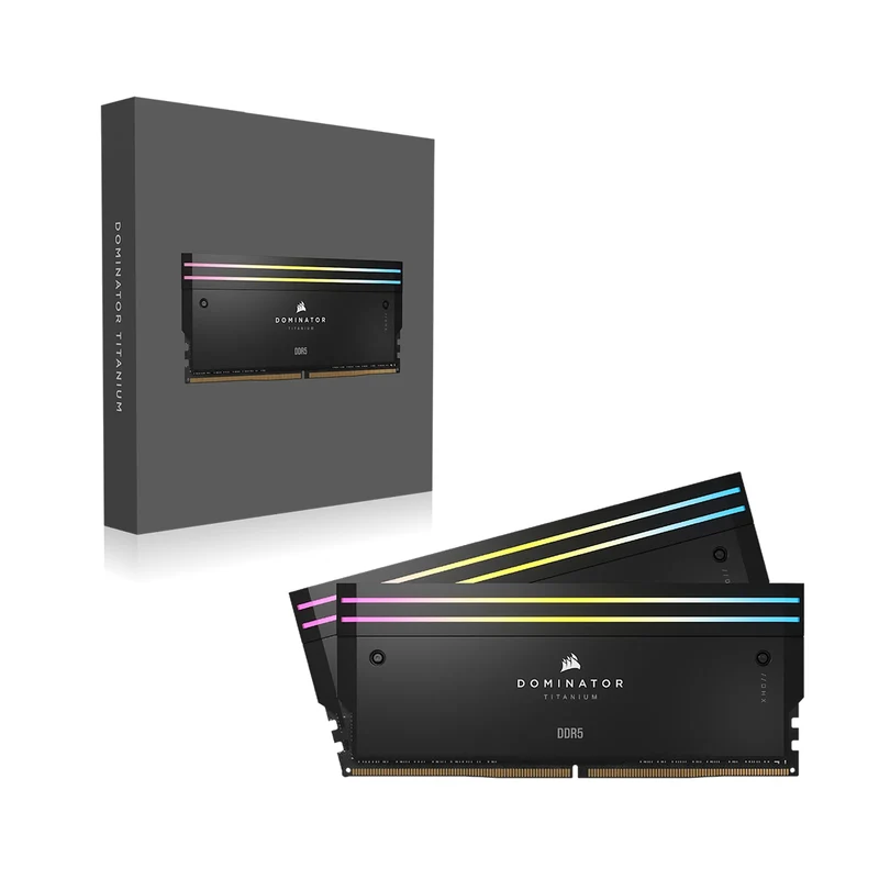 Corsair Dominator Titanium RGB 64GB(2x32GB) DDR5 DRAM Up To 6400MT/s CL32 Intel XMP Memory Kit (Black) (CMP64GX5M2B6400C32)