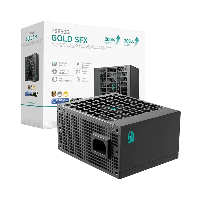 DeepCool PS850G 850W Gold Fully Modular SFX Power Supply (Cybenetics Platinum Certified) (R-PS850G-FE0B-JGUS)