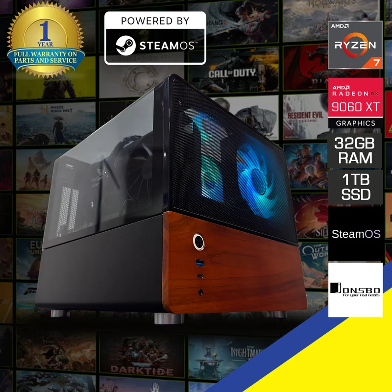 Sophos S V12 Black Desktop Gaming PC | AMD Ryzen 7 7800X3D | 32GB (2x16GB) RAM | 1TB SSD| RX 9060 XT | Steam OS