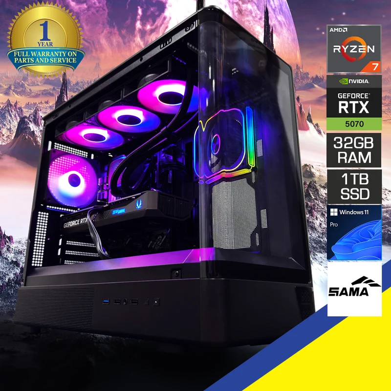 Sophos Astra Black Desktop Gaming PC | AMD Ryzen 7 7700 | 32GB (2x16GB) RAM | 1TB SSD | RTX 5070 | Windows 11 Pro