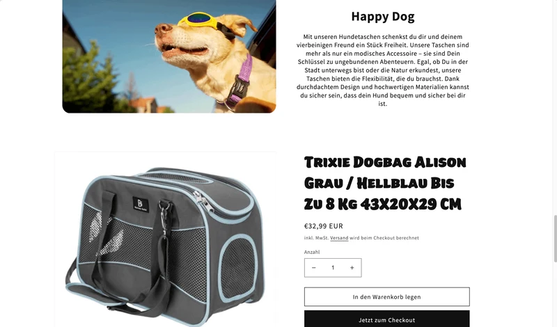 Der Hundetaschen Shop - Projekt #169