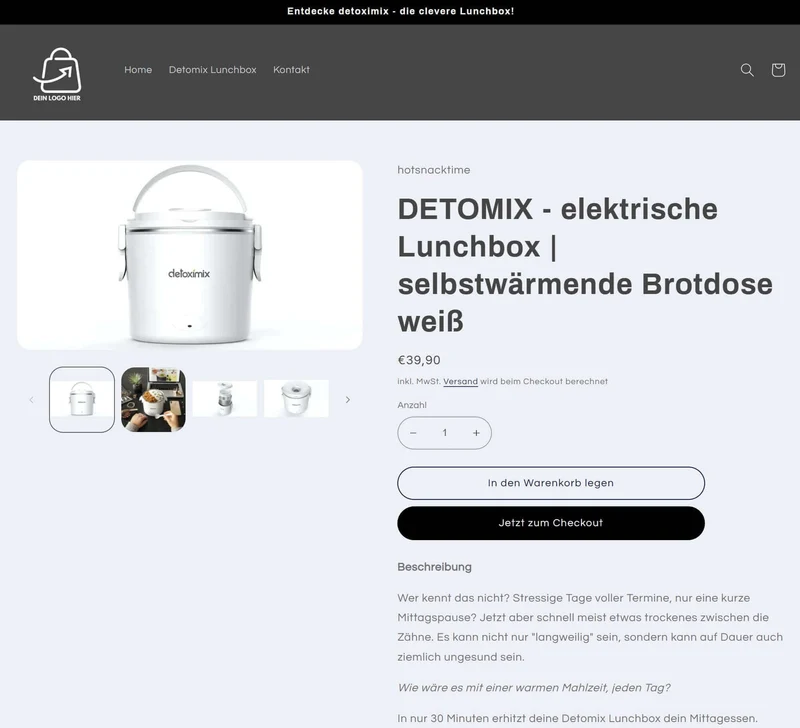 Selbstwärmende Tupperdosen Shop - Projekt #156