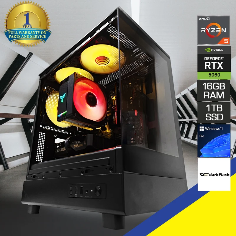 Sigma DB330M Black Desktop Gaming PC | AMD Ryzen 5 5600 | 16GB (2x8GB) RAM | 1TB SSD | RTX 5060 | Windows 11 Pro