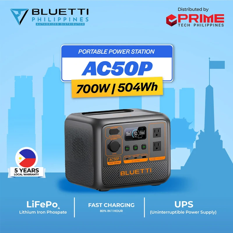 BLUETTI AC50P Portable Power Station | 504Wh LiFePO4 Battery | 700W AC Output & Turbo Charging