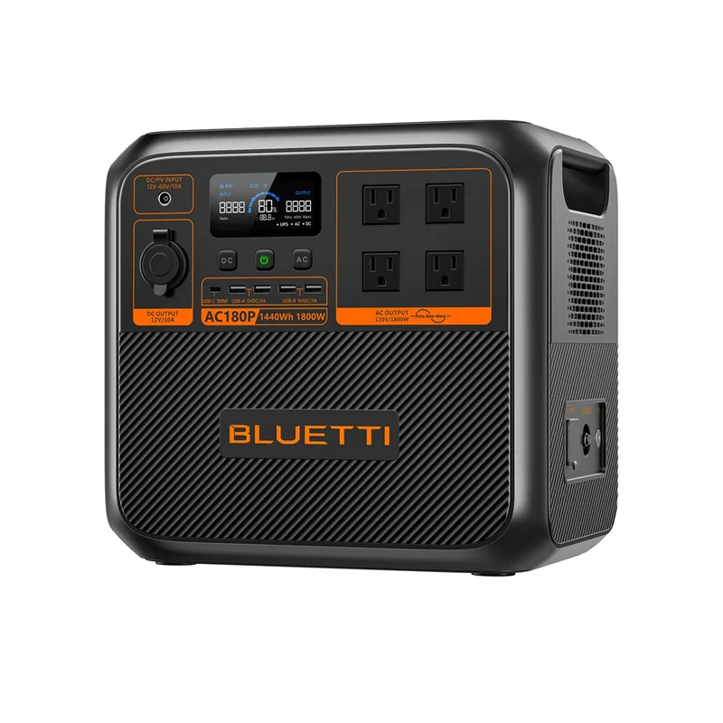 BLUETTI AC180P Portable Power Station | 1440Wh LiFePO4 Battery | 1800W AC Output & 1440W Turbo Charging