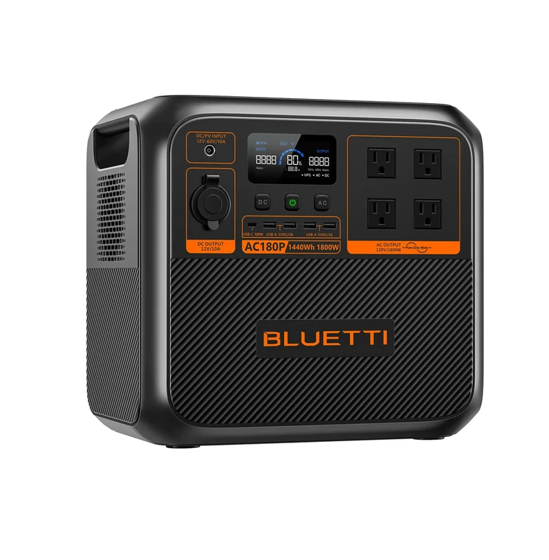 BLUETTI AC180P Portable Power Station | 1440Wh LiFePO4 Battery | 1800W AC Output & 1440W Turbo Charging