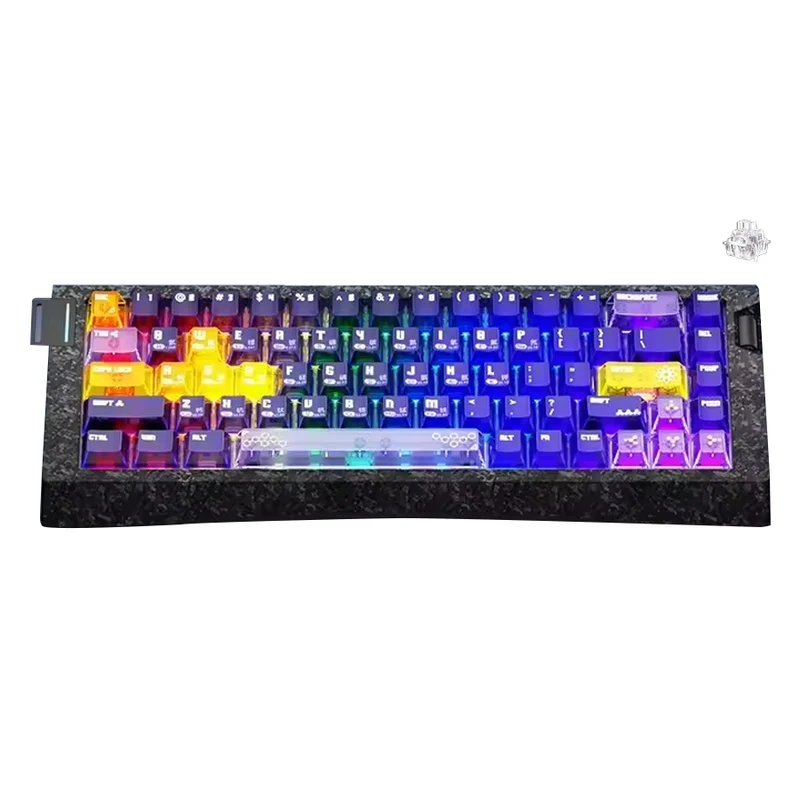Ajazz AK680 V3 RGB Wired 68-Keys Magnetic Keyboard (Transparent Yellow Purple Dark Purple) (Thunder Crystal Magnetic Switch)