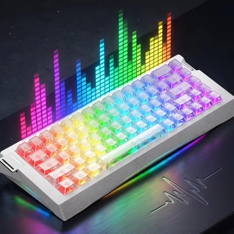 Ajazz AK680 V3 RGB Wired 68-Keys Magnetic Keyboard (Transparent Yellow Purple Dark Purple) (Thunder Crystal Magnetic Switch)