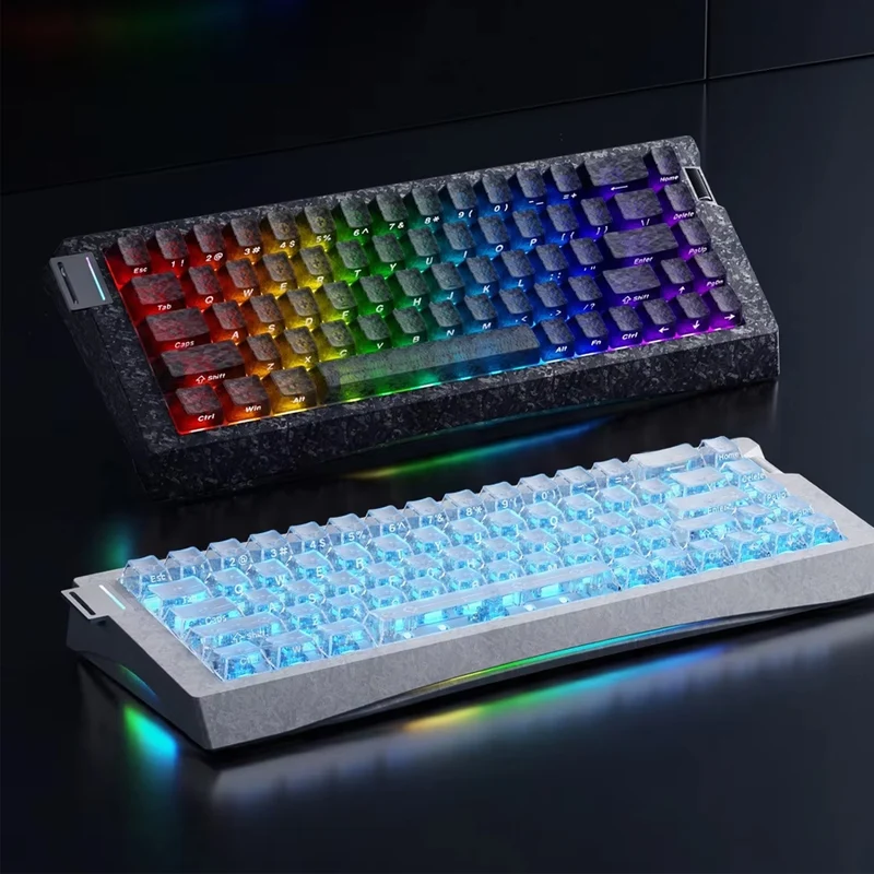 Ajazz AK680 V3 RGB Wired 68-Keys Magnetic Keyboard (Transparent Yellow Purple Dark Purple) (Thunder Crystal Magnetic Switch)